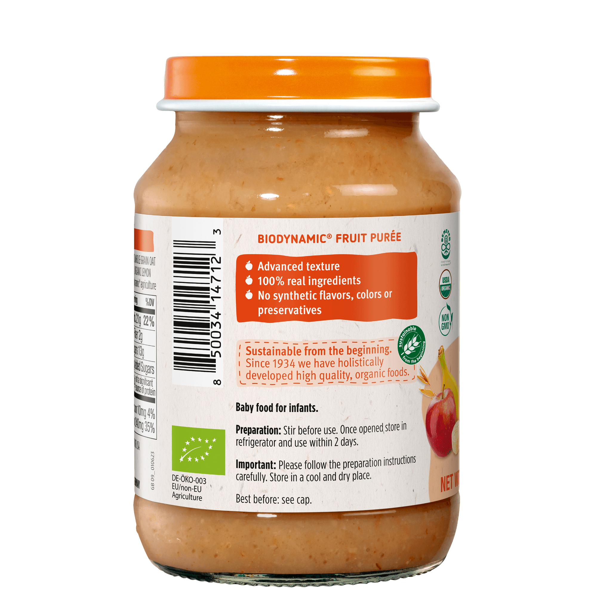 Image of Holle Organic Baby Food Jar - Mixed Fruit with Muesli - 6 Jars